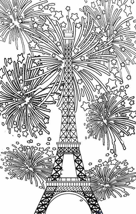 Dibujos de Dibujar Torre Eiffel sencillo gratuito para colorear