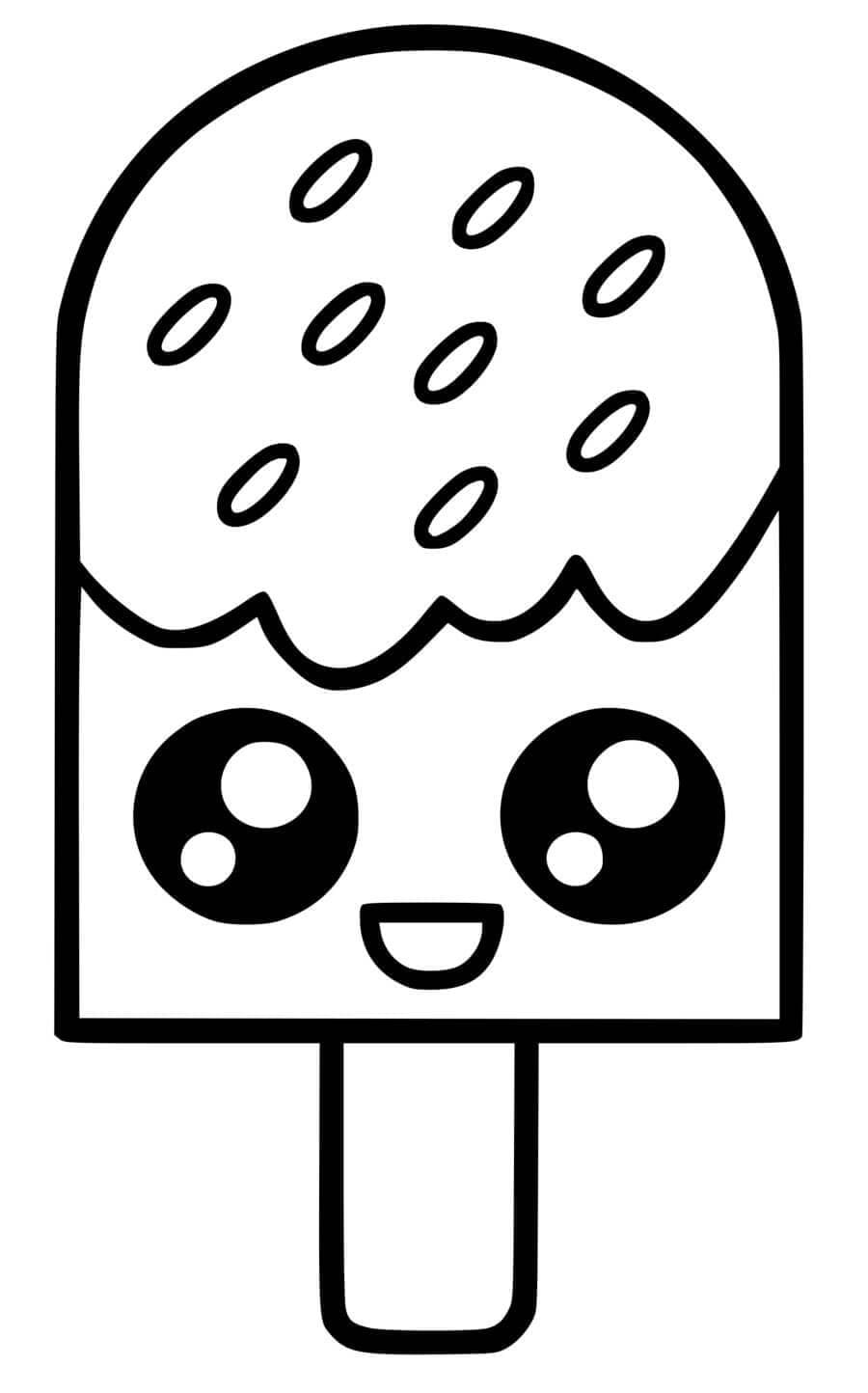 Dibujos de Dibujar un helado kawaii fácil para colorear