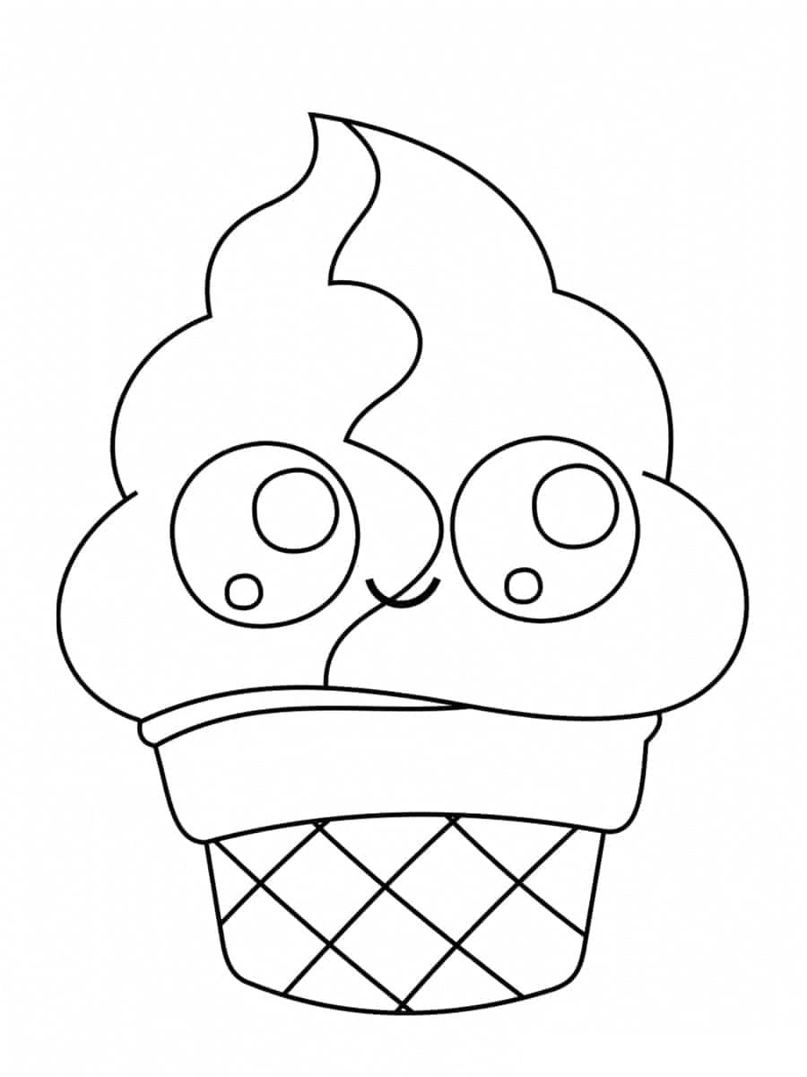 Dibujos de Dibujar un helado kawaii para imprimir para colorear