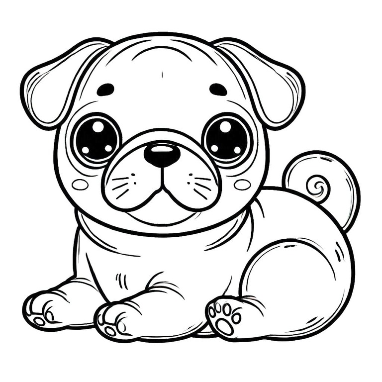 Dibujos de Dibujar un lindo pug para colorear