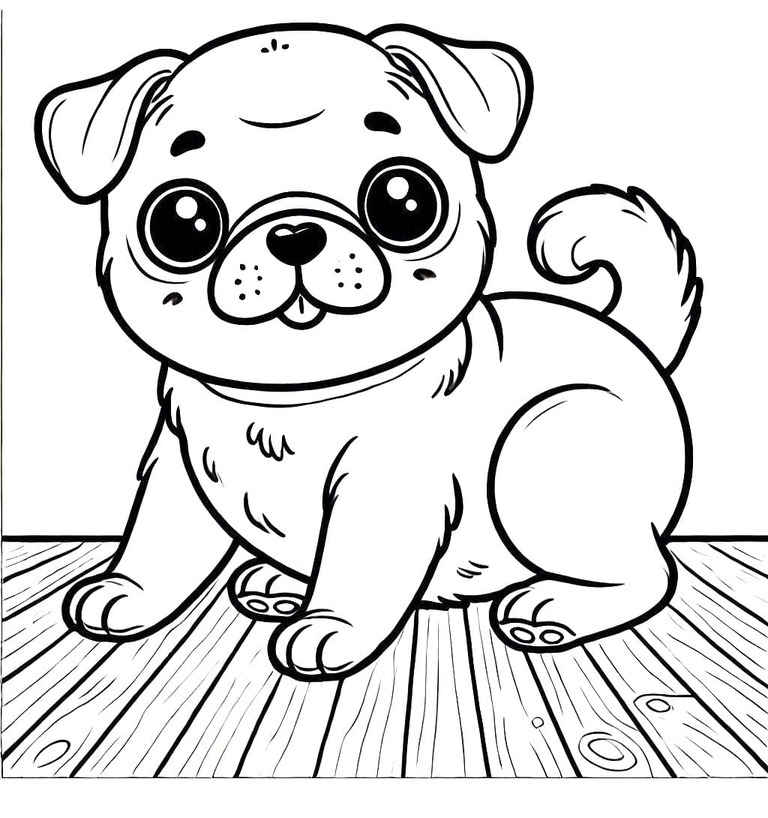 Dibujos de Dibujar un Pug para imprimir para colorear