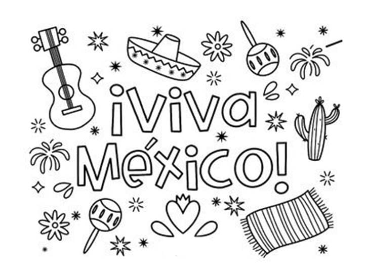 Dibujos de Dibujar Viva Mexico 5 para colorear