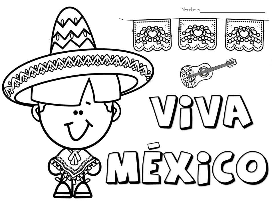 Dibujos de Dibujar Viva Mexico fácil para colorear