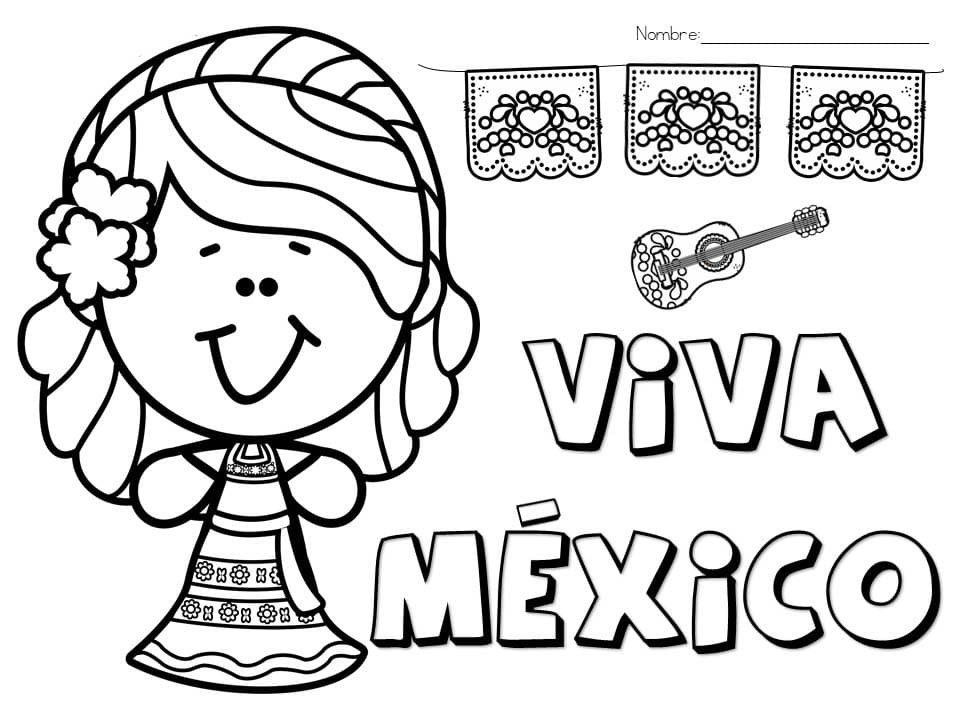 Dibujos de Dibujar Viva Mexico muy fácil para colorear
