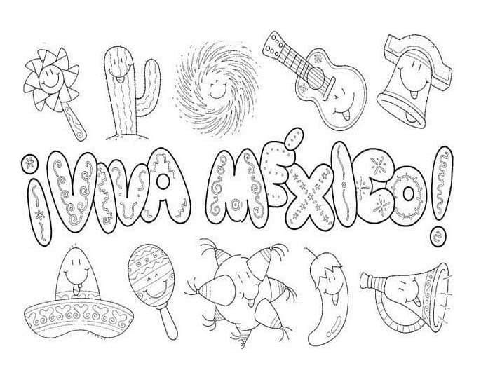 Dibujos de Dibujar Viva Mexico muy sencillo para colorear