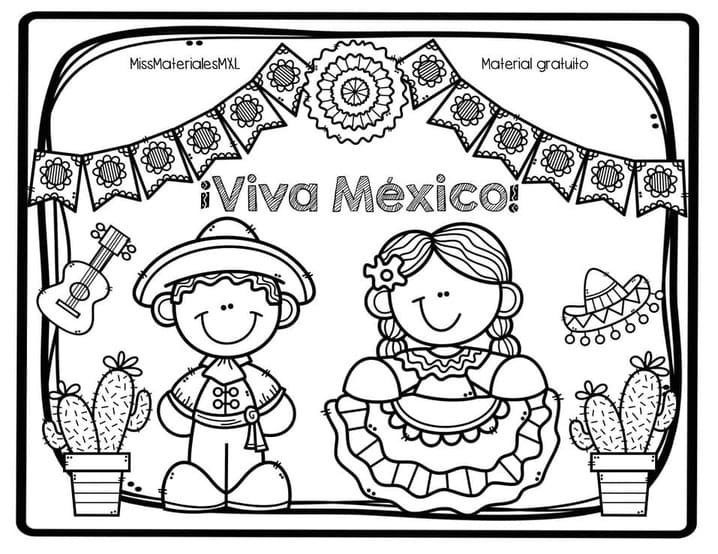 Dibujos de Dibujar Viva Mexico sencillo para colorear