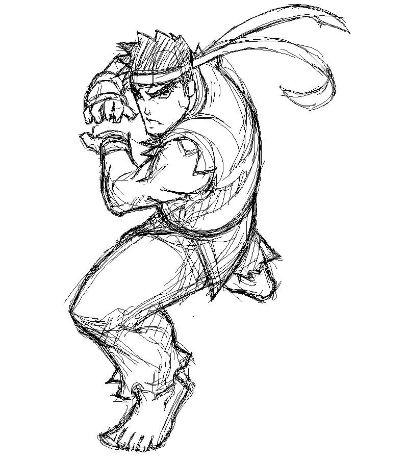Dibujo A Lapiz Ryu para colorir