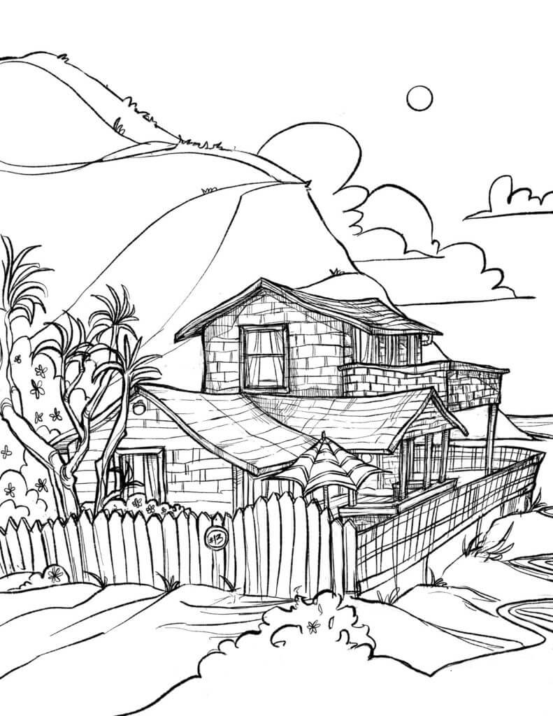 Dibujos de Dibujo Casa en la Playa para colorear