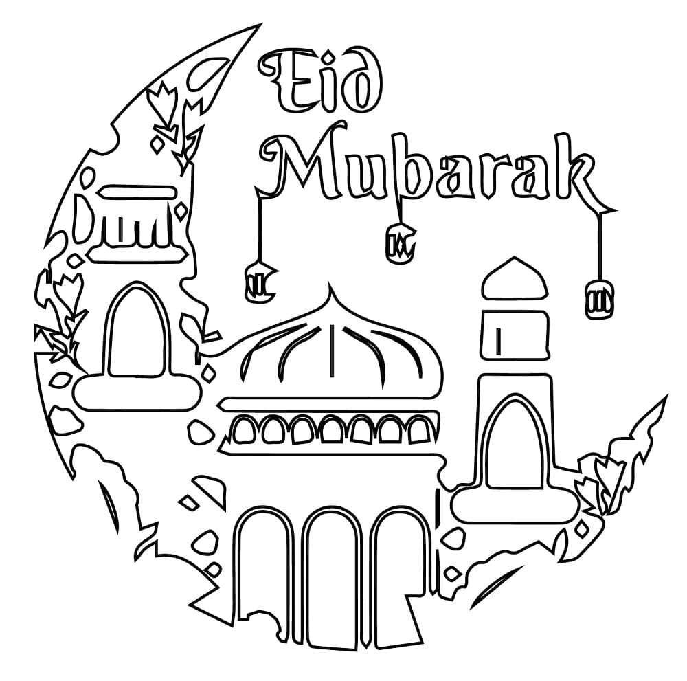 Dibujo celebrar el Eid Mubarak para colorir