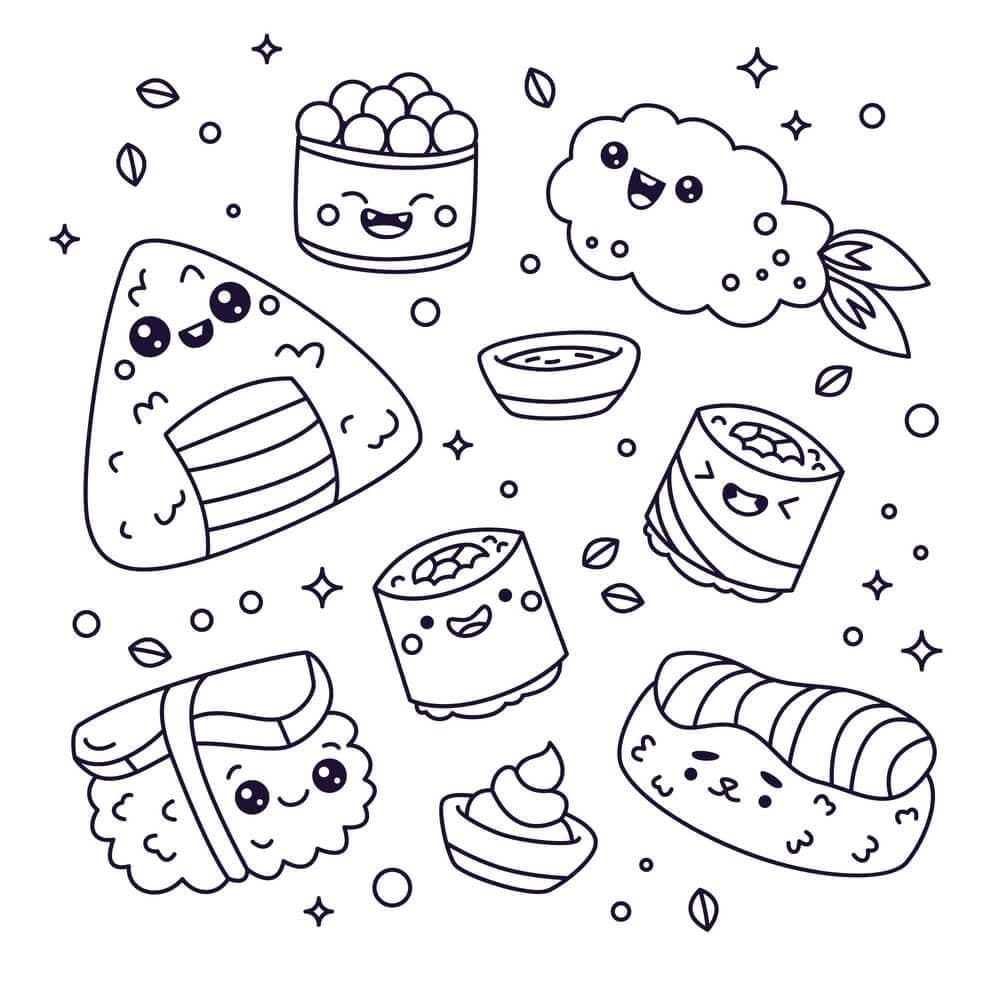 Dibujos de Dibujo de comida kawaii para colorear