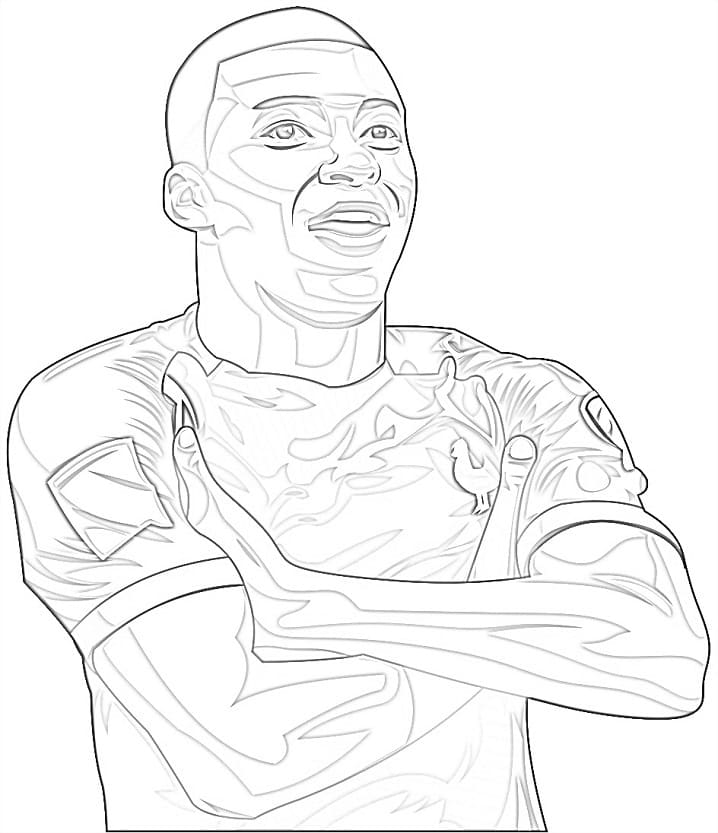 Dibujos de Dibujo gratis de Kylian Mbappé para colorear