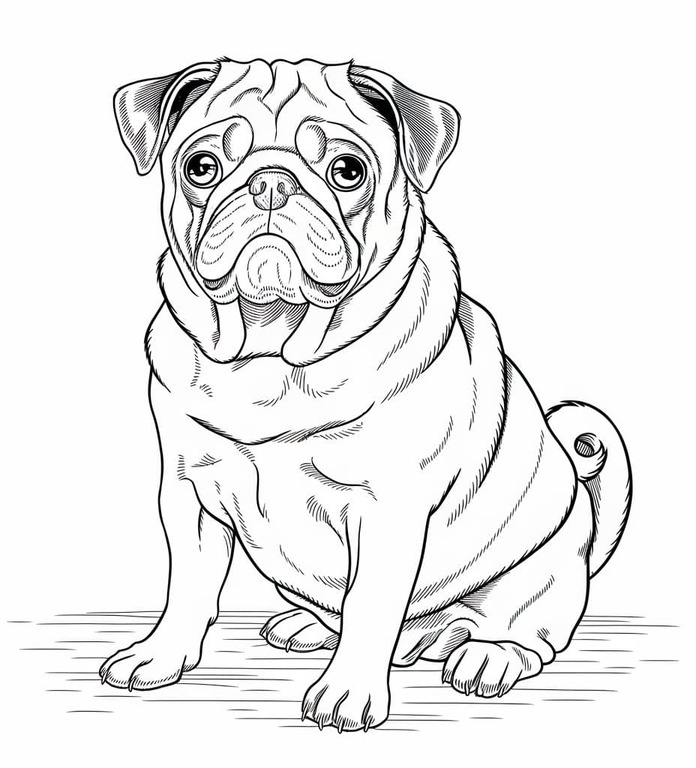 Dibujos de Dibujo gratis de Pug para colorear