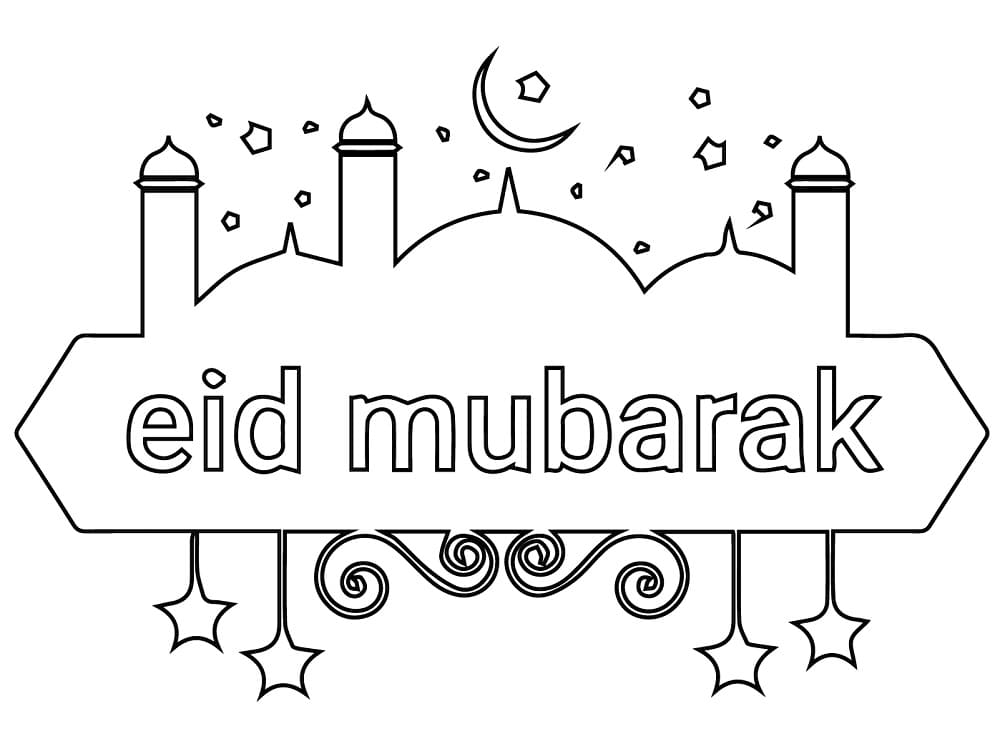 Dibujo gratuito de Eid Mubarak para colorir