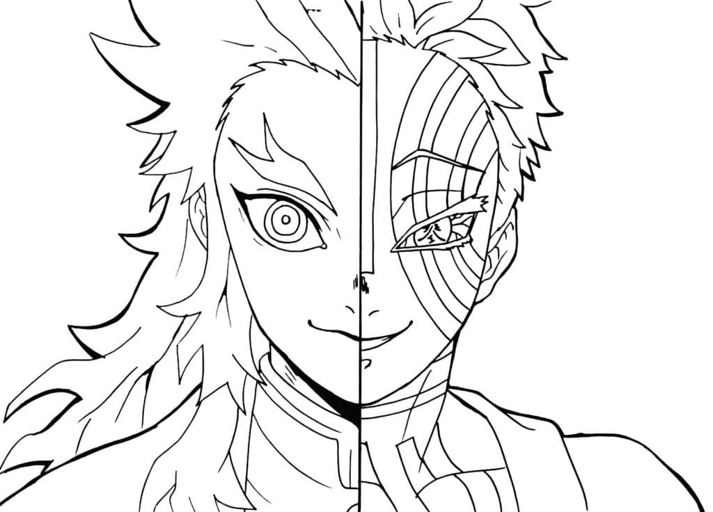 Dibujos de Dibujo libre Kyojuro Rengoku y Akaza para colorear