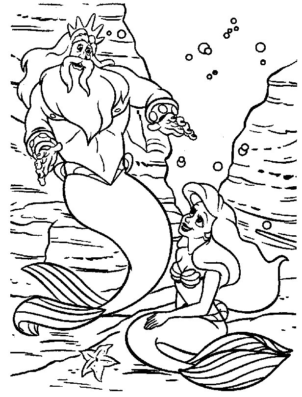 Dibujo Sirena y Padre para colorir