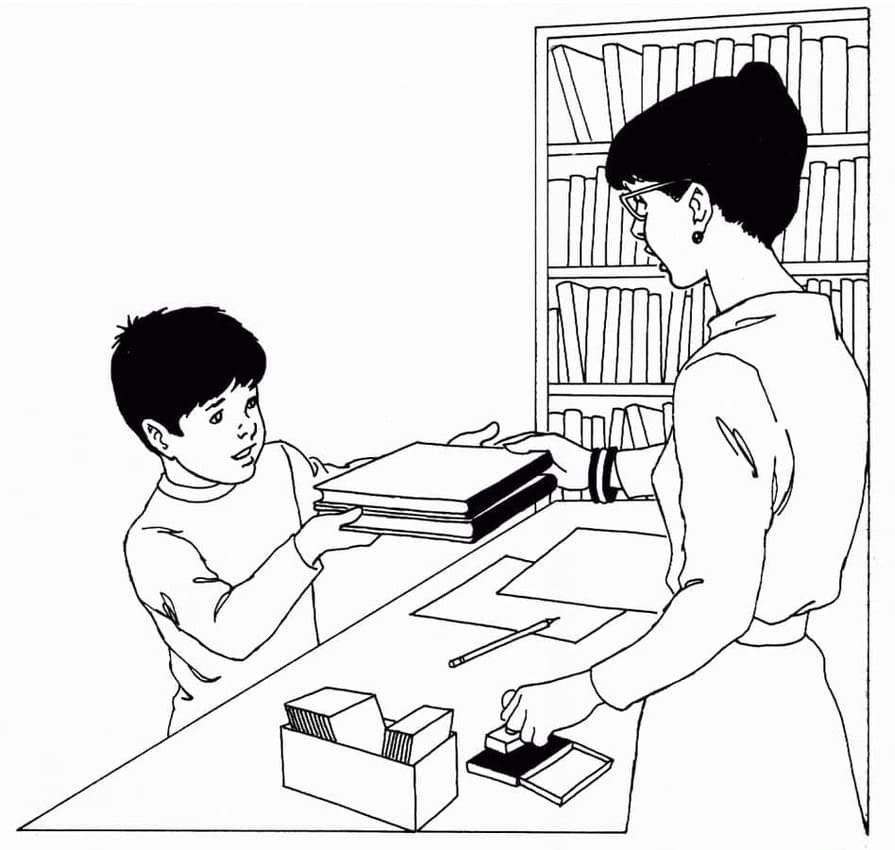 Dibujos de Dibujos Biblioteca básico en niños para colorear