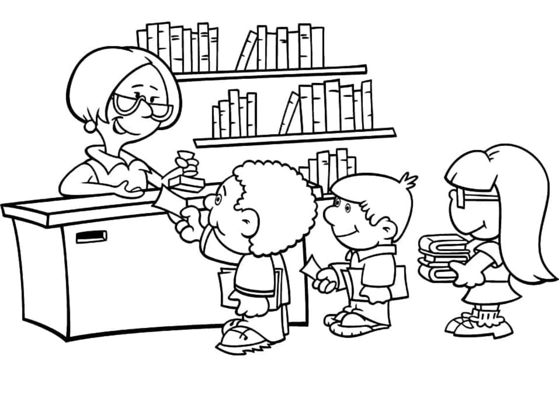 Dibujos de Dibujos Biblioteca muy sencillo para colorear