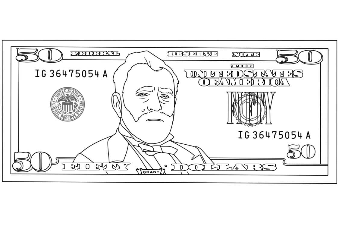 Dibujos de Dinero básico imprimible para colorear
