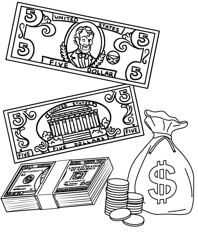 Dibujos de Dinero imprimible gratis para colorear