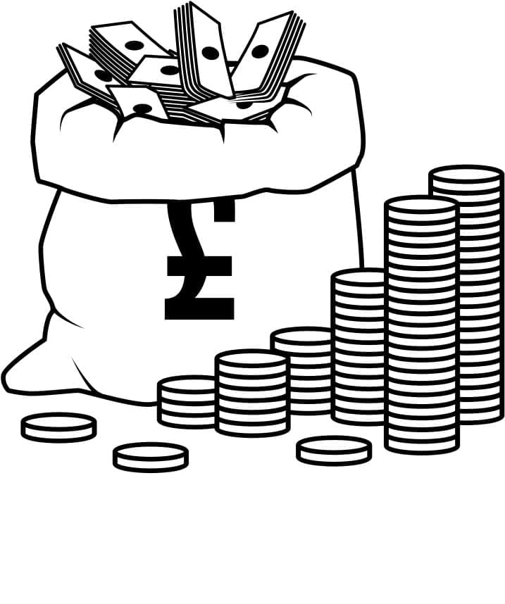 Dibujos de Dinero Muy fácil para colorear