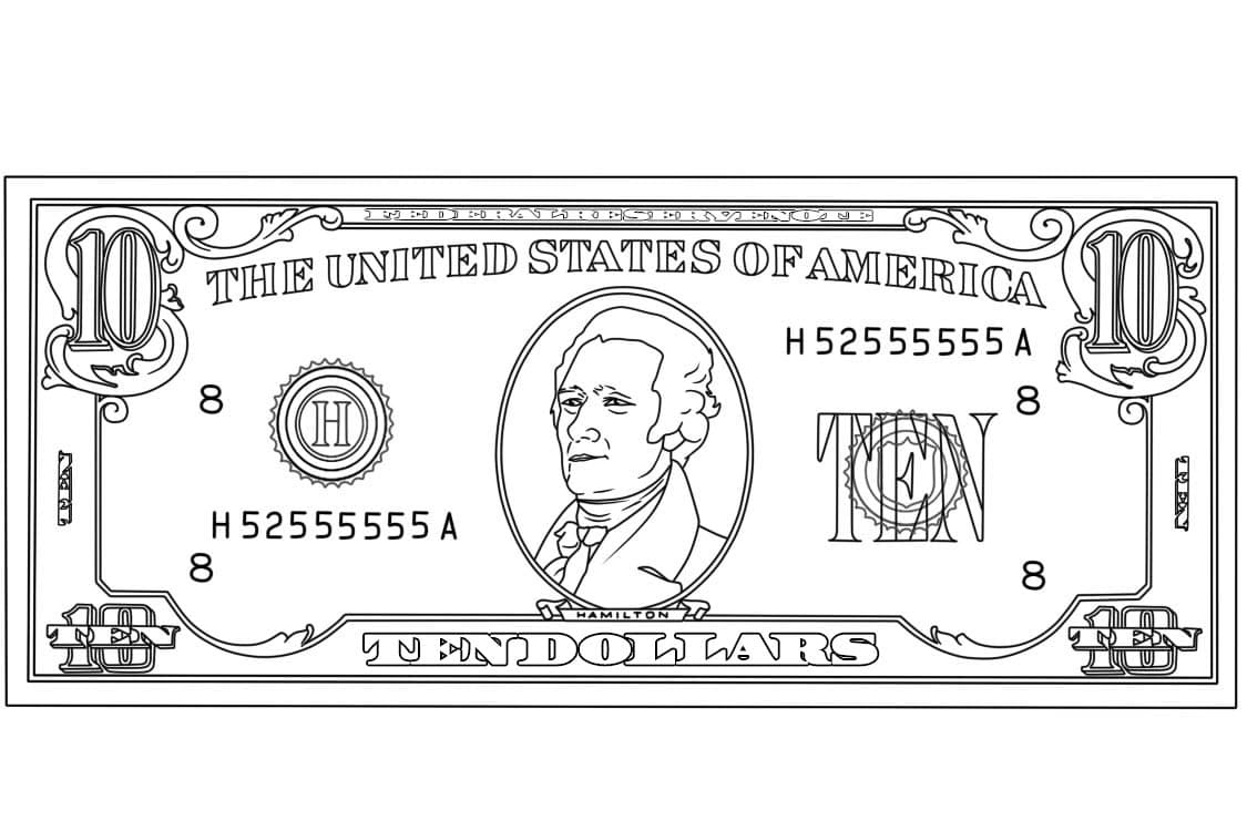 Dibujos de Dinero sencillo imprimible para colorear