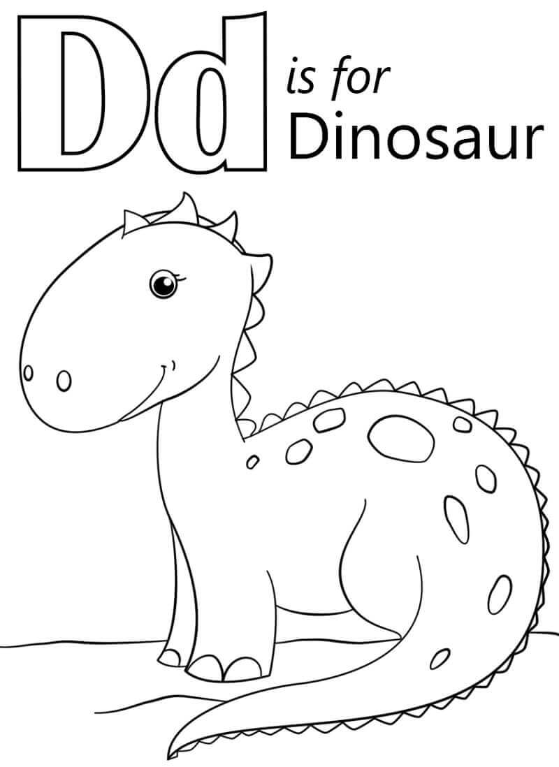 Dinosaurio, Letra D para colorir