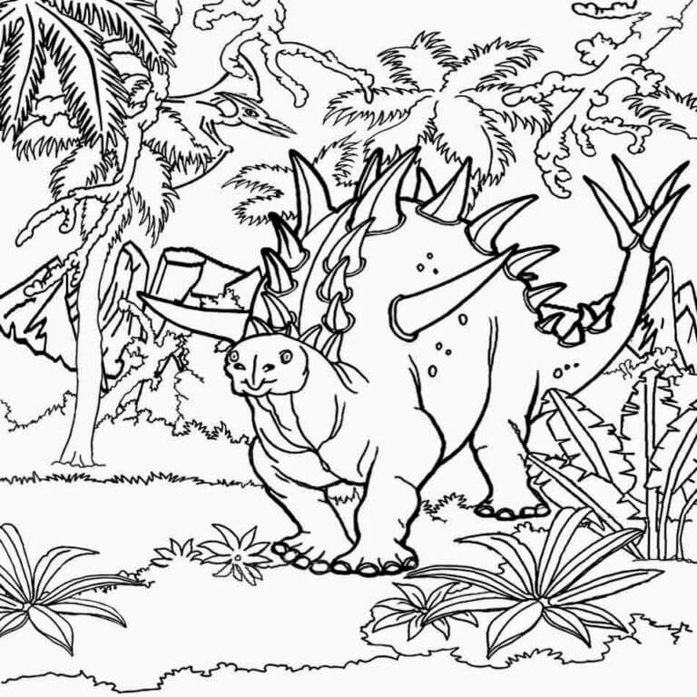 Dinosaurios en el bosque para colorir