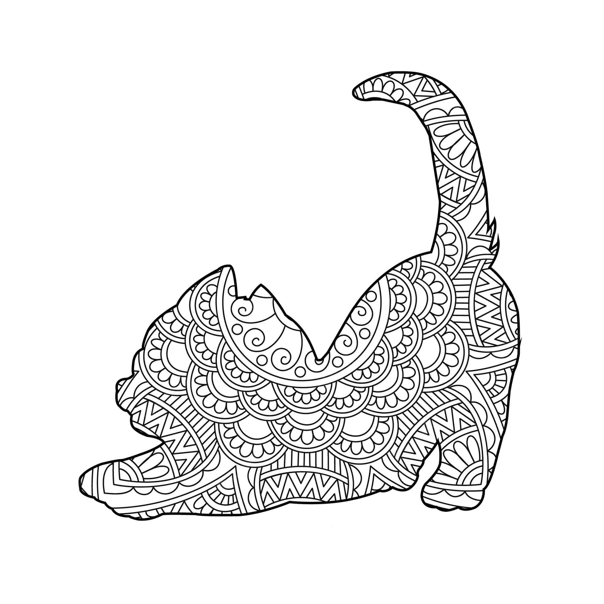 Diseño gratuito de Mandala de Gato para colorir