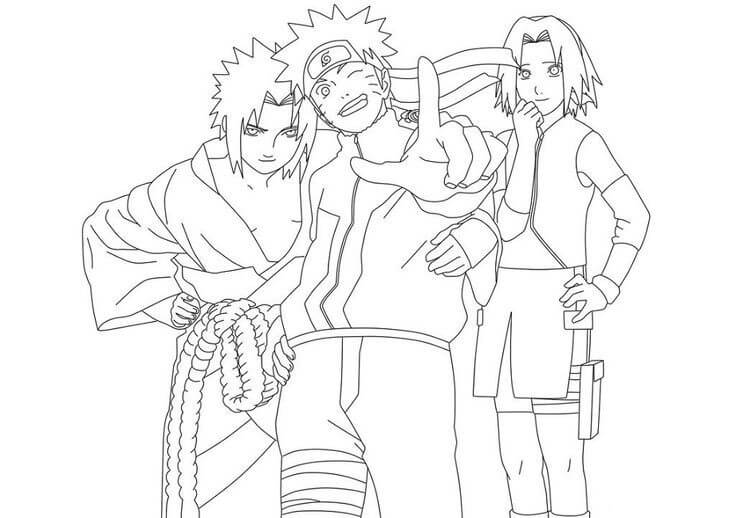Dibujos de Diversión con Sasuke y sus Amigos para colorear