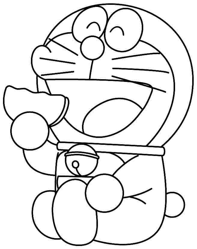 Doraemon Comiendo Donut para colorir