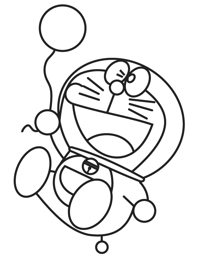 Doraemon Con Un Globo para colorir