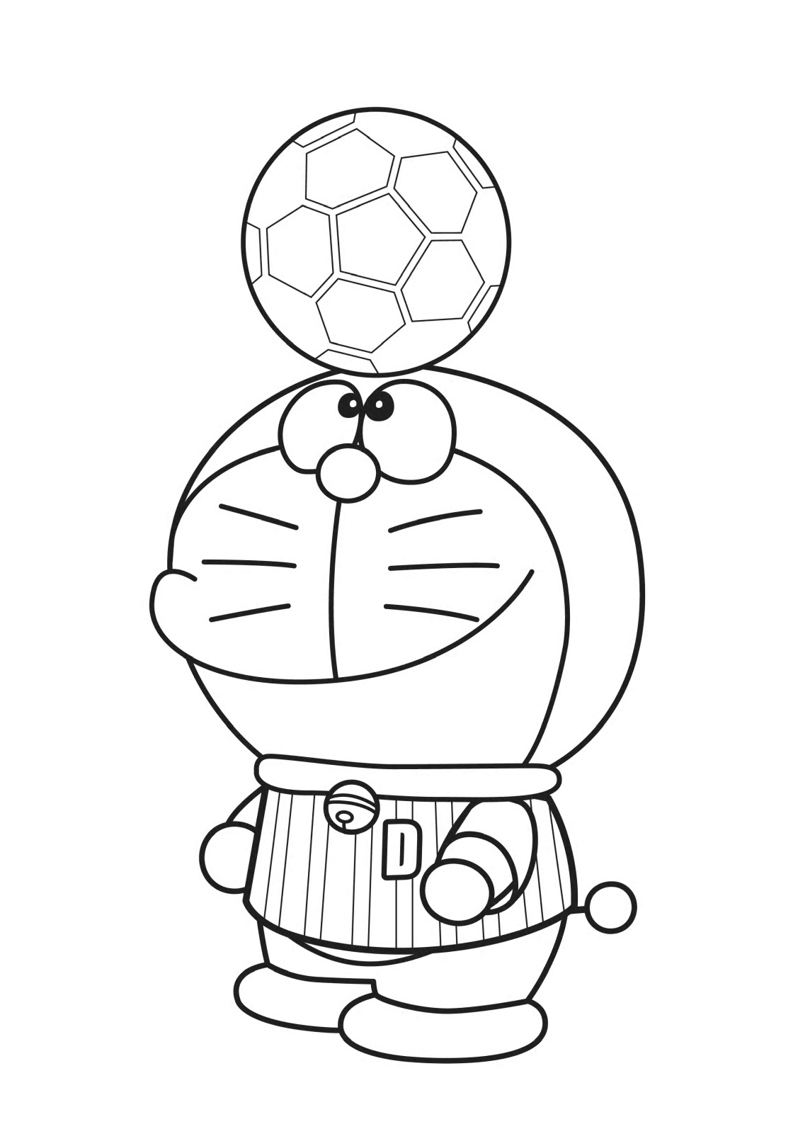 Dibujos de Doraemon Jugando Al Fútbol para colorear