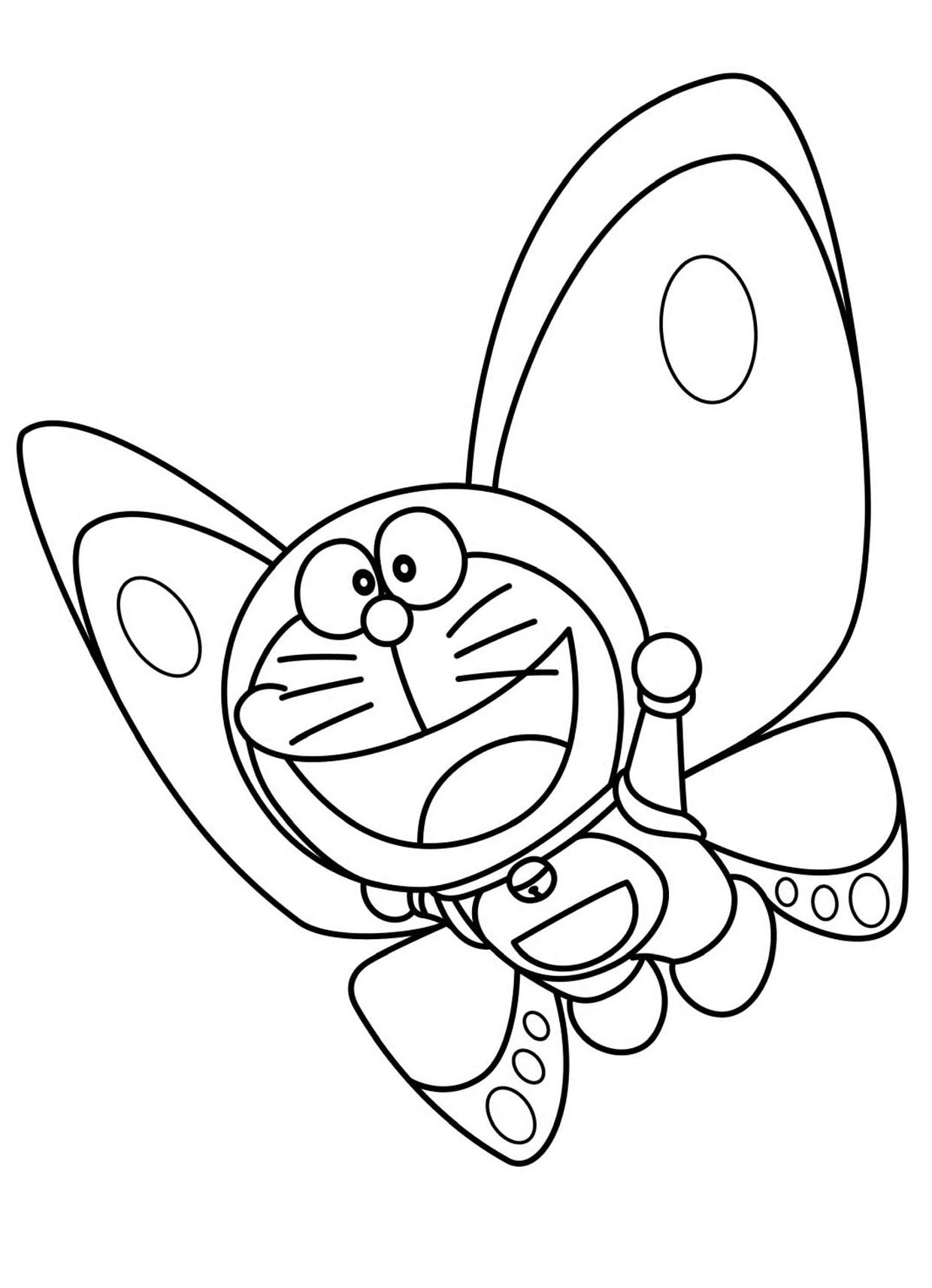 Doraemon La Mariposa para colorir
