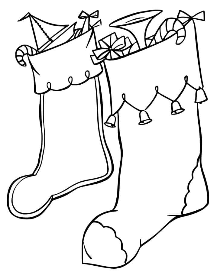 Dibujos de Dos botas de Navidad para colorear