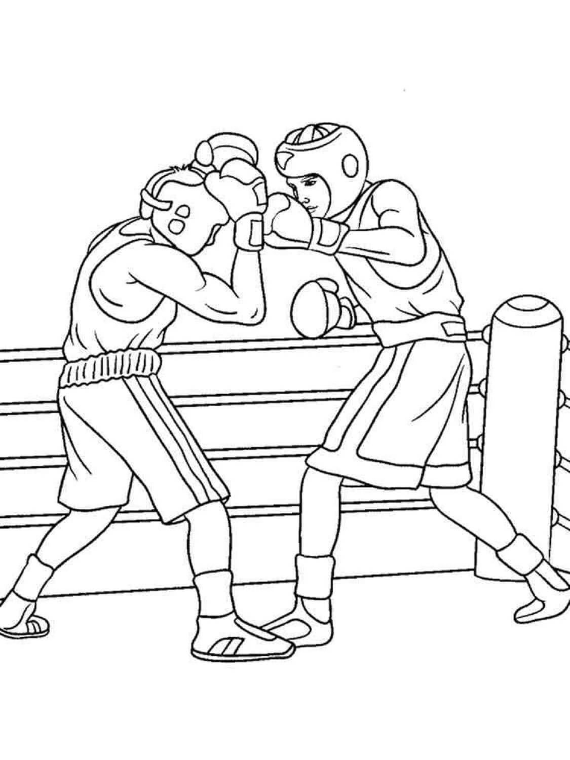Dibujos de Dos Boxeadores Peleando para colorear