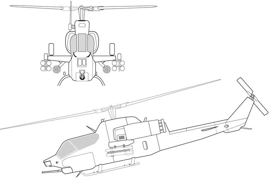 Dibujos de Dos Helicópteros para colorear