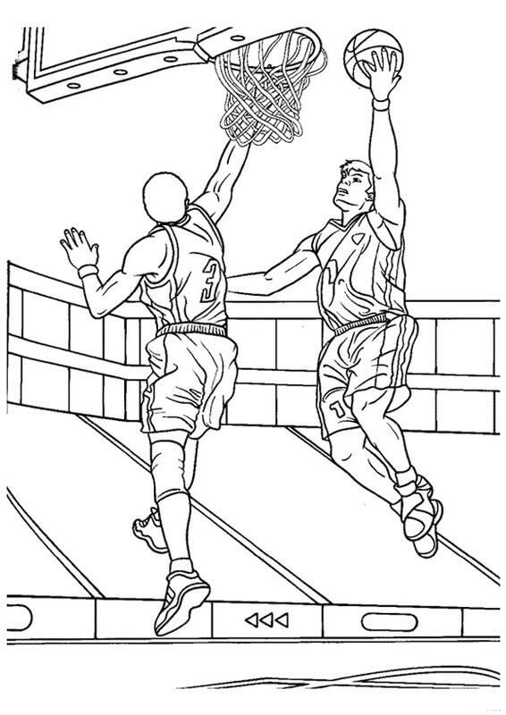 Dibujos de Dos Niño Juego Baloncesto para colorear
