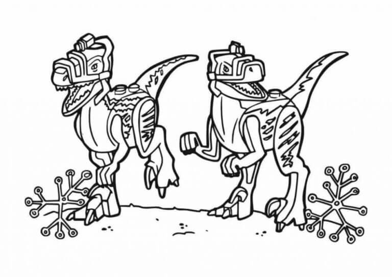 Dibujos de Dos Velociraptor de Lego para colorear