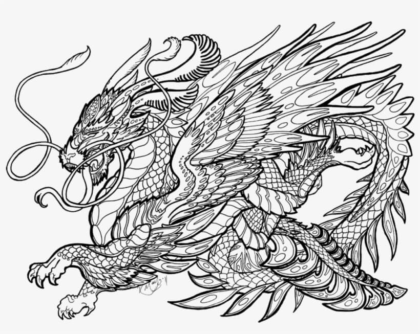 Dibujos de Dragón Complicado para colorear