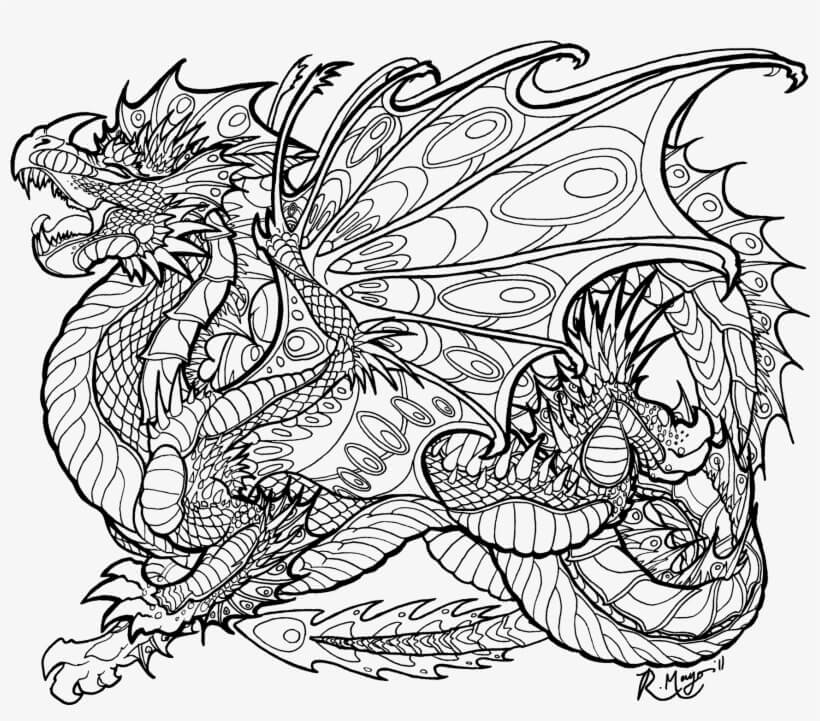 Dibujos de Dragón es para Adultos para colorear