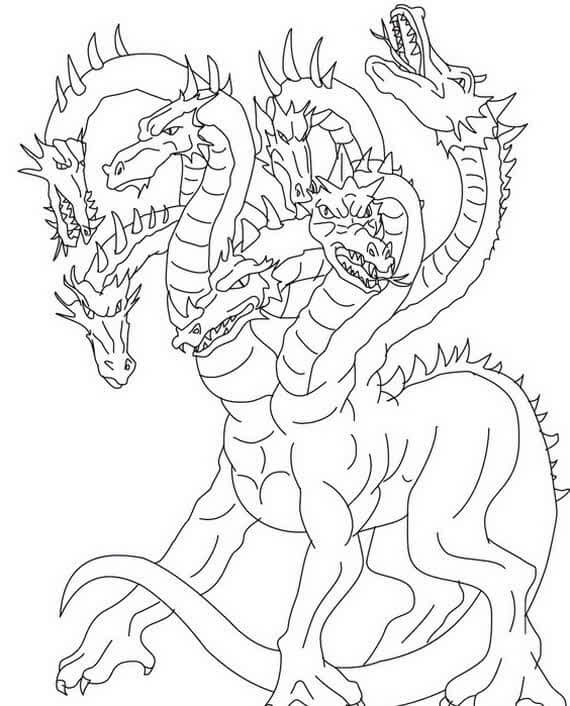Dibujos de Dragón Siete Cabezas para colorear
