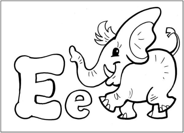 Dibujos de E es Para Elefante para colorear