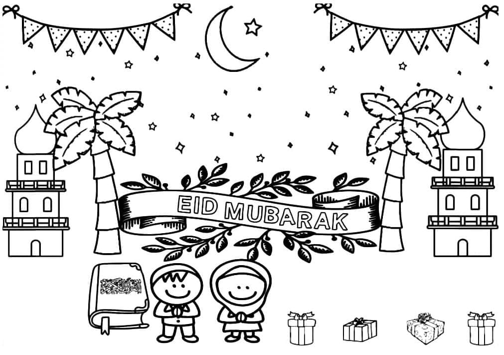 Eid Mubarak gratis para niños para colorir