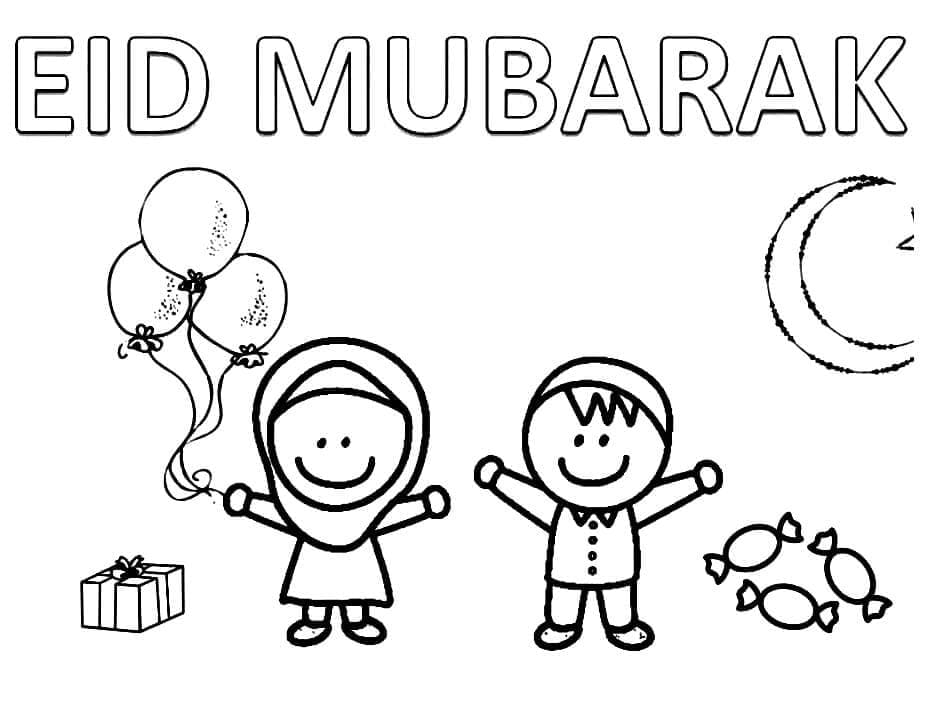 Dibujos de Eid Mubarak imprimible para colorear