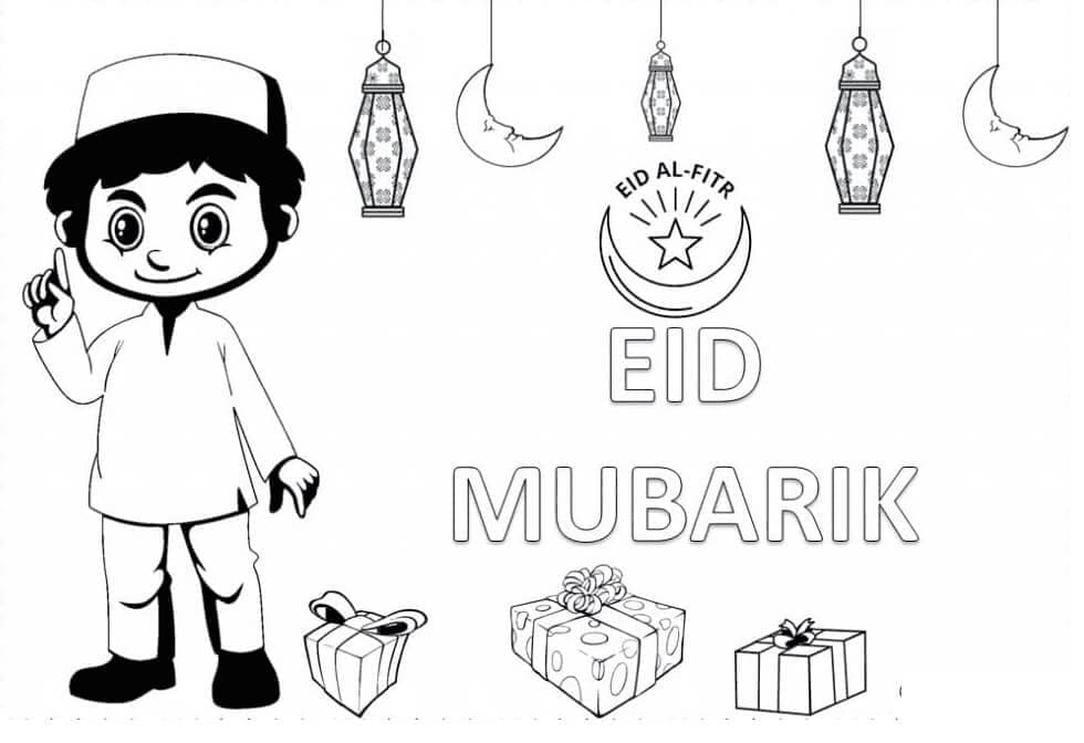 Dibujos de Eid Mubarak imprimible para niños para colorear