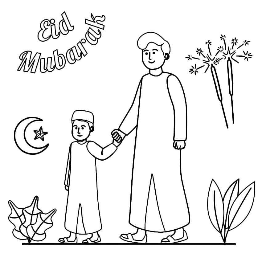 Dibujos de Eid Mubarak la impresión para colorear