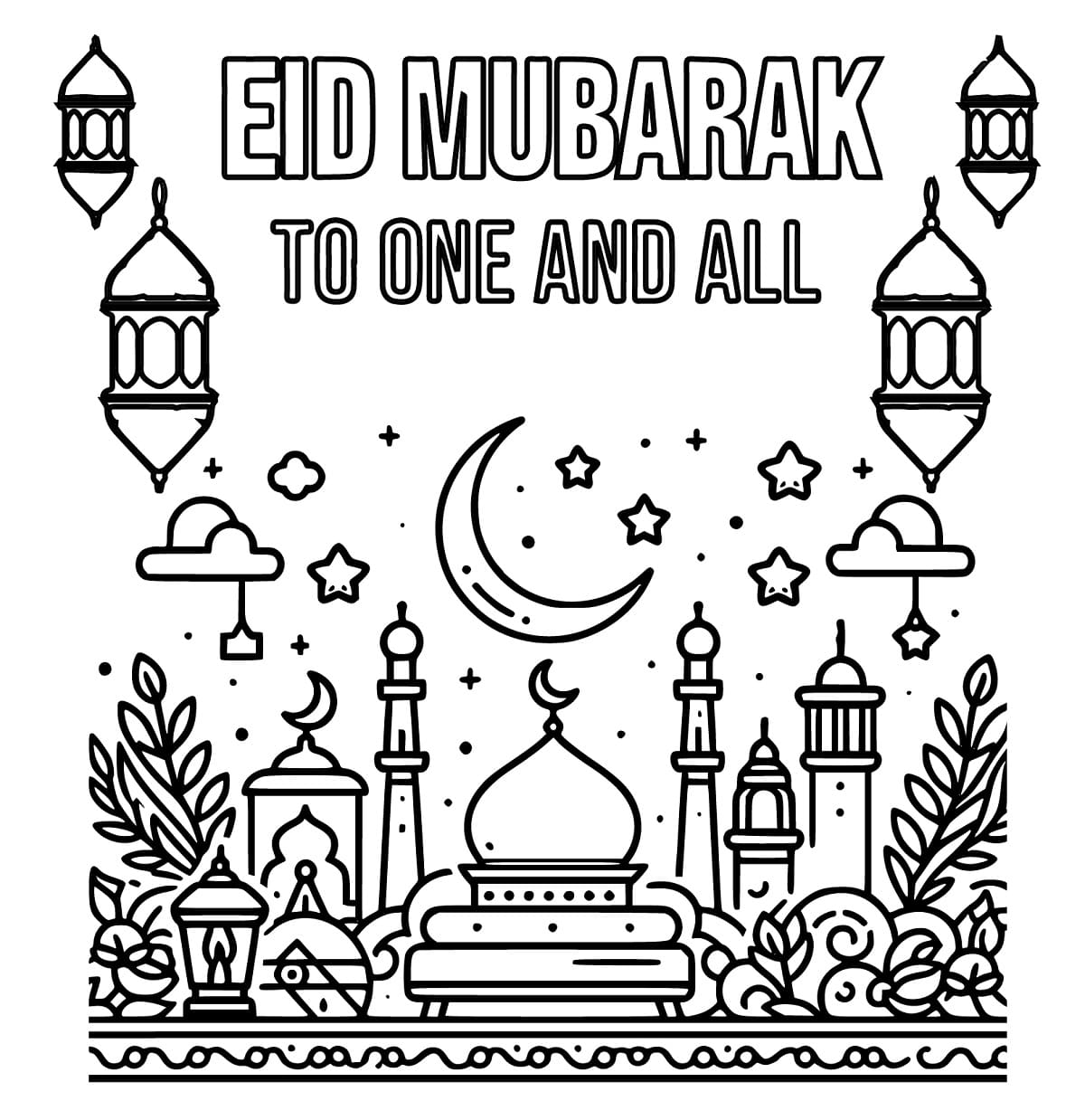 Eid Mubarak para todos y cada uno para colorir