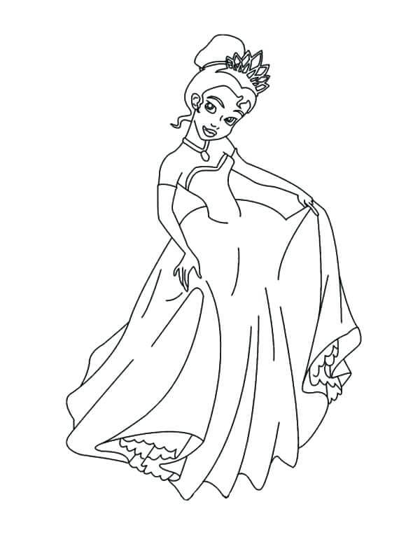 Dibujos de El Baile De La Princesa Tiana para colorear