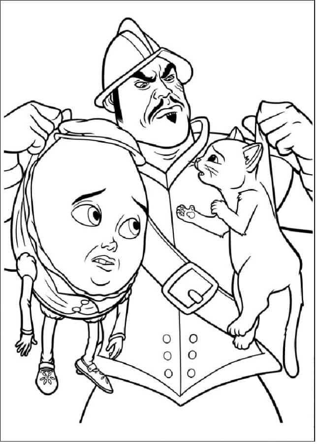 Dibujos de El Comandante Atrapó Al Gato Con Botas y a Humpty para colorear