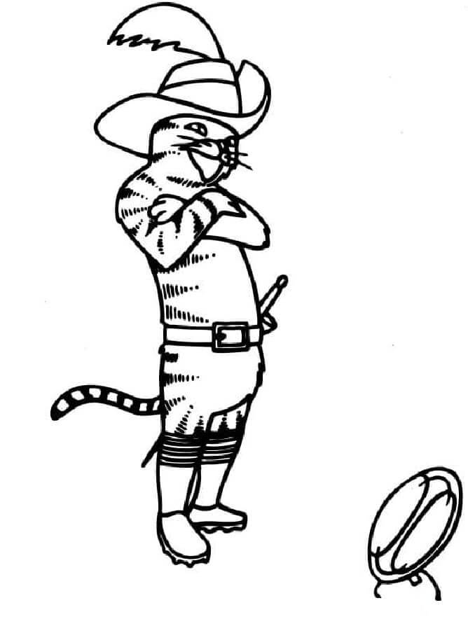 Dibujos de El Gato Con Botas Cruzó Las Patas Sobre El Pecho para colorear